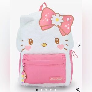 Sanrio Hello Kitty Kawaii Fuzzy full size backpack bag adjustable straps